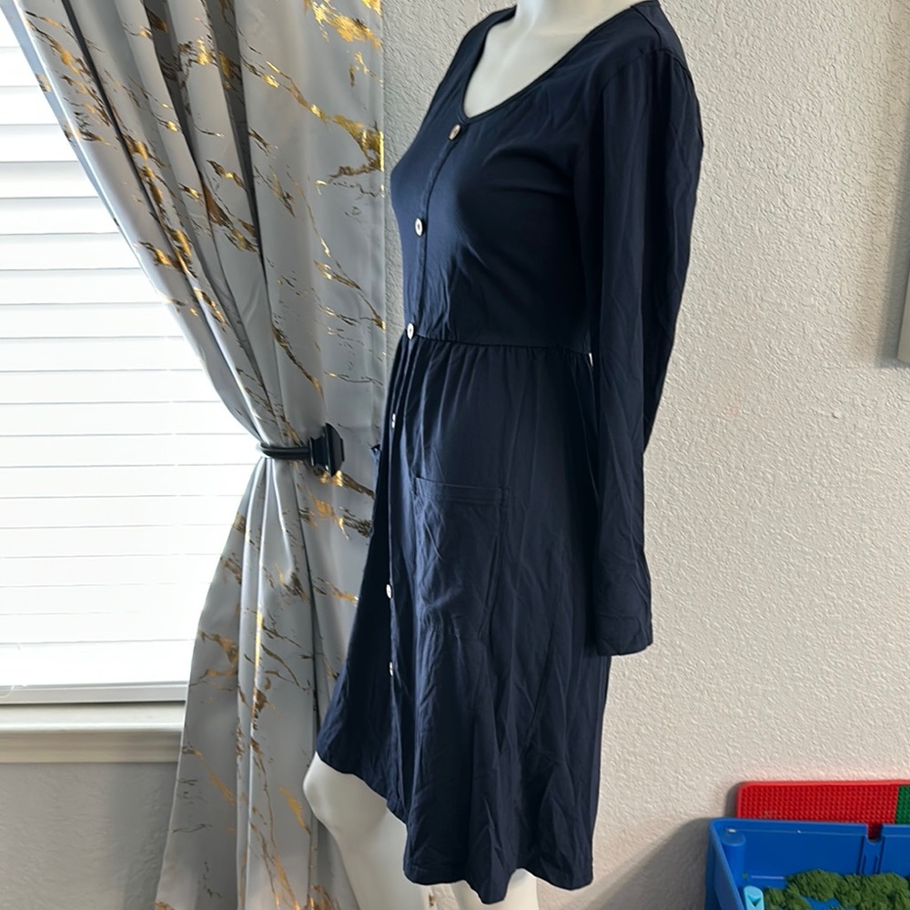 OUGES Women's V Neck Button Down Skater Dress with Pockets